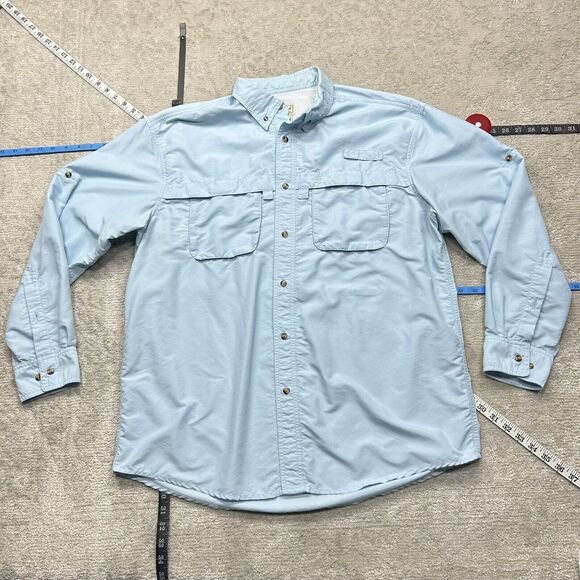 LL Bean Shirt Men's Large Blue Button Down Long Sleeve Collared Crewneck - Picture 1 of 11